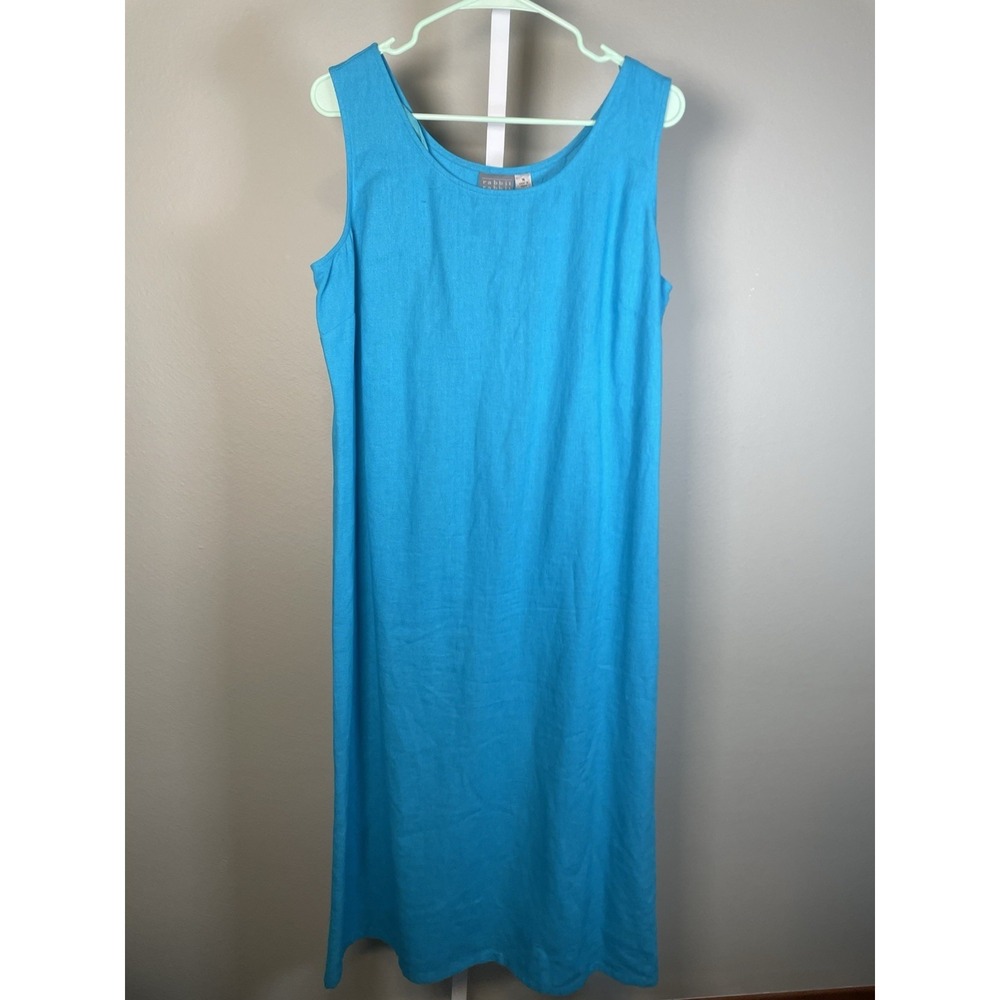 Rabbit Rabbit Rabbit Designs Linen Dress 14 Sleeveless Tank Beach Blue Vacation